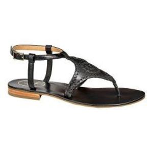 Jack Rodgers Maci Open Toe Thong Sandals Black